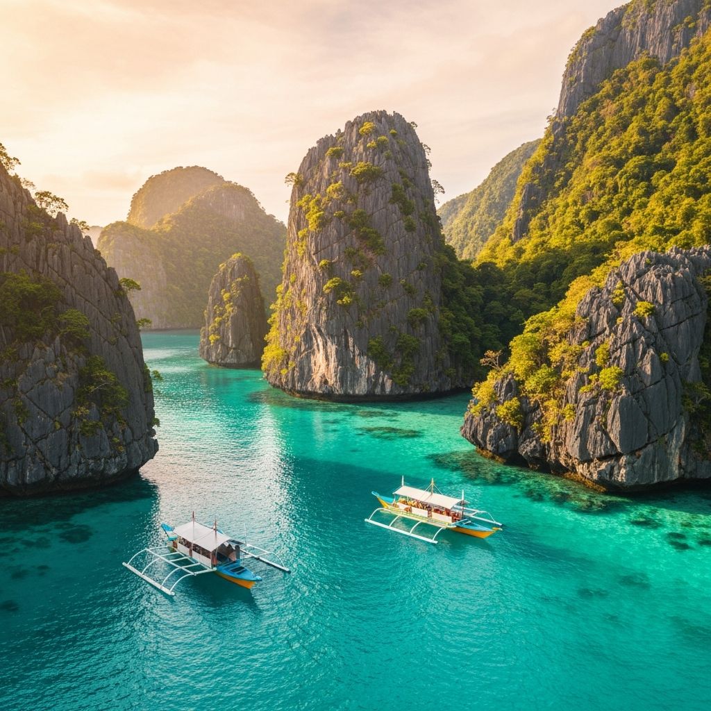 Philippines limestone cliffs and turquoise waters